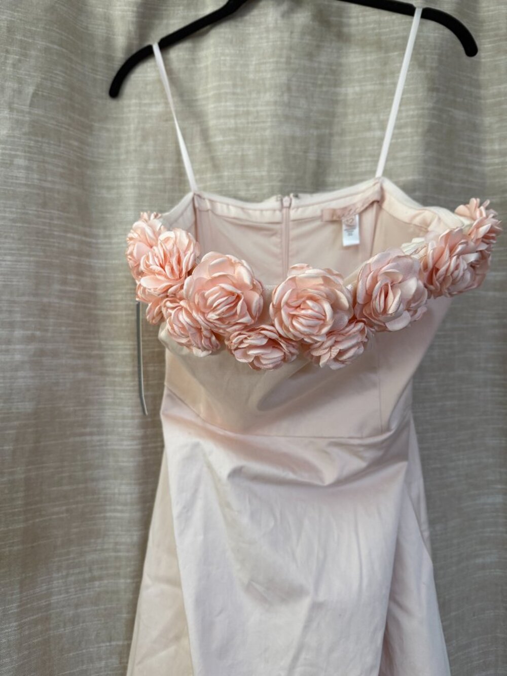 Hutch x Anthropologie 3-D Roses Strapless Pink Ruffled Hem Midi Dress Size 12 - Picture 2 of 9